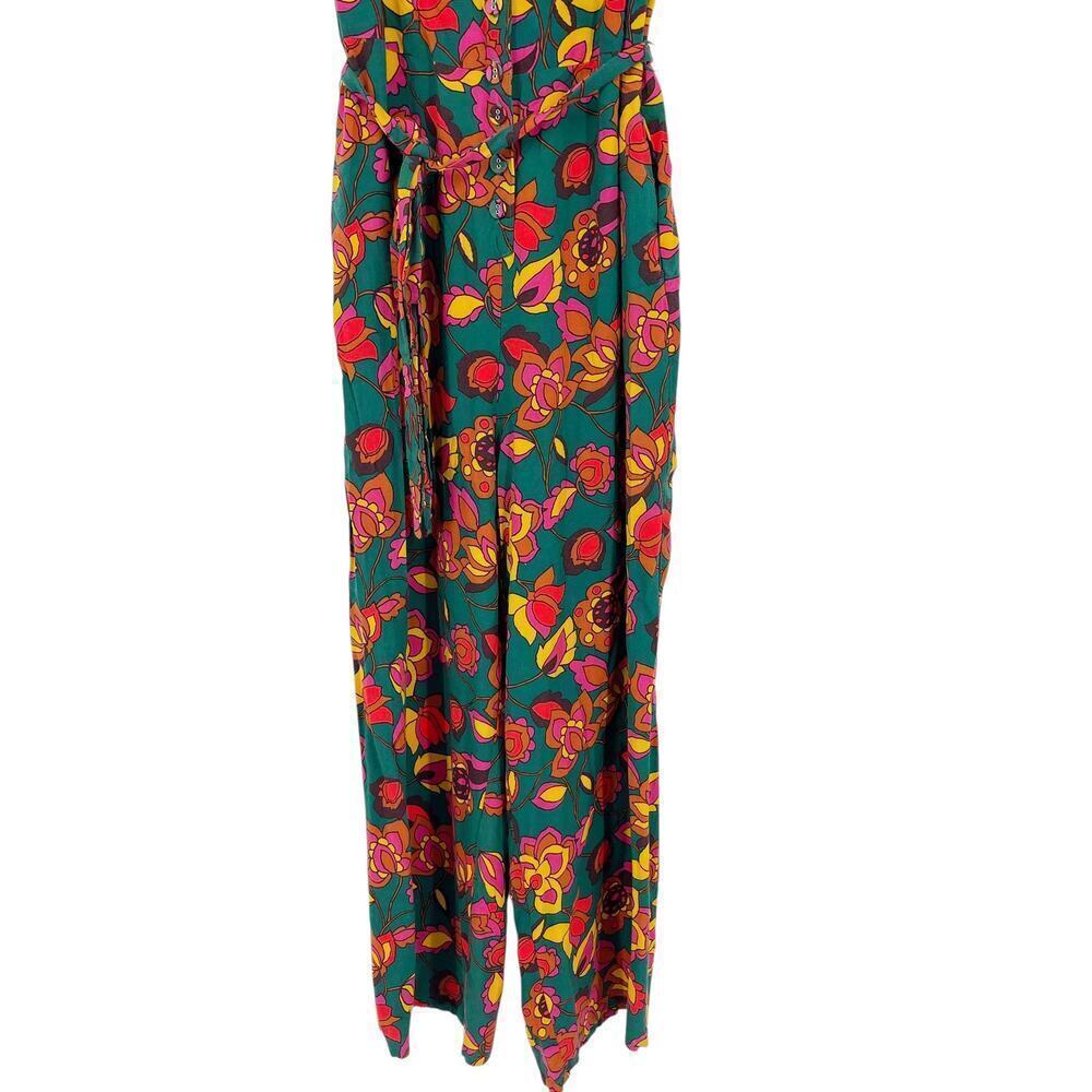 ModCloth Vibrant Floral Jumpsuit Tie Waist Cropped Size Small Dopamine Dressing - Picture 7 of 9